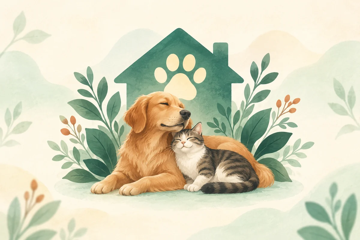 Ilustrație editorială a unei recepții veterinare